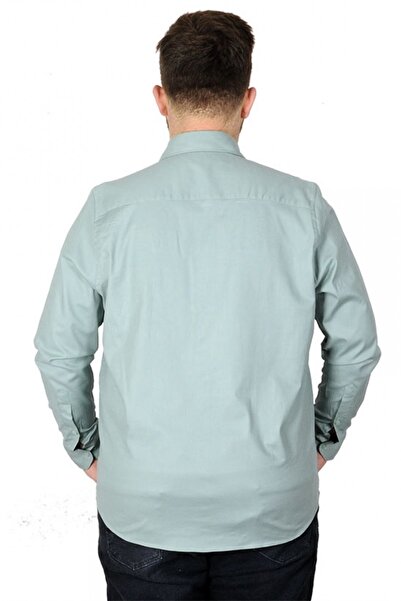 ModeXL Mode Xl Великий розмір Чоловіча сорочка Габардин 20360 Водяно-зелений