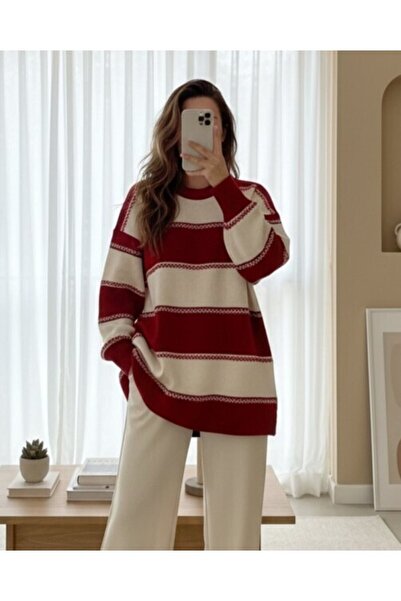 Modamorfo Cross patterned knitted tunic - red