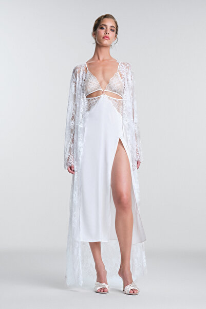 Penti Λευκό νυφικό δαντελένιο φόρεμα Pirra