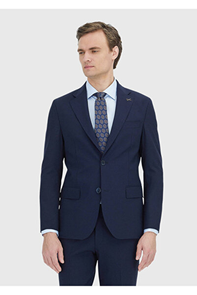 Ramsey Dark Navy Plain Zeroweight Slim Fit Wool Blend Suit