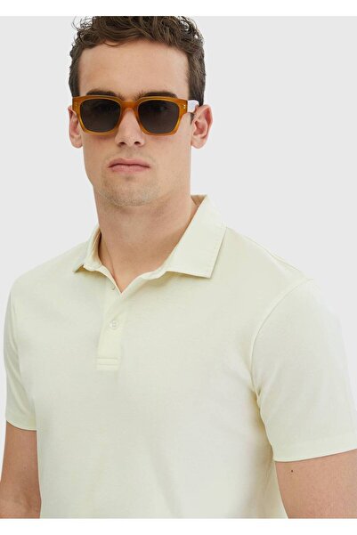 Ramsey Μπλουζάκι Ecru Plain Polo Neck 100% βαμβάκι