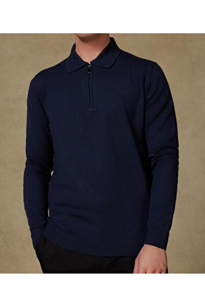 Abbate Velo Knitted Fabric Rayon Blended Modern Fit Black Mock Neck Men's Plain Knitwear