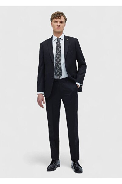 Ramsey Black Plain Regular Fit 100% Wool Suit