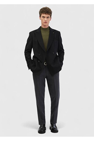 Ramsey Black Plain Comfort Fit 100% Wool Jacket