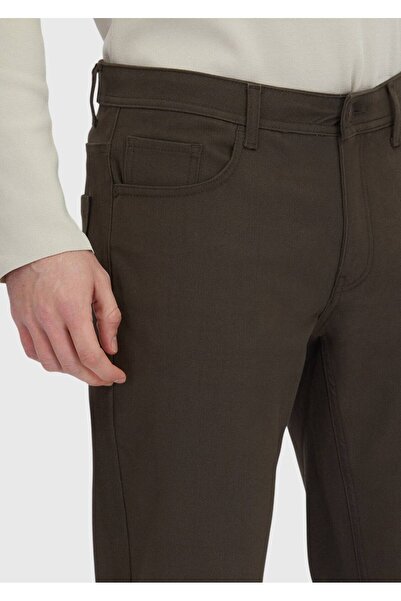 Ramsey Khaki Straight Woven Slim Fit Casual Cotton Blended Pants