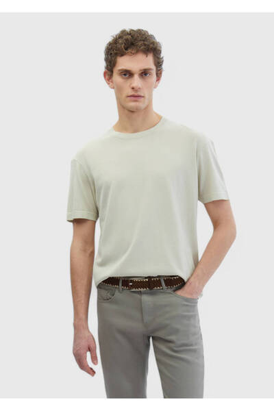 Ramsey Бежов, плетен пуловер с кръгло деколте