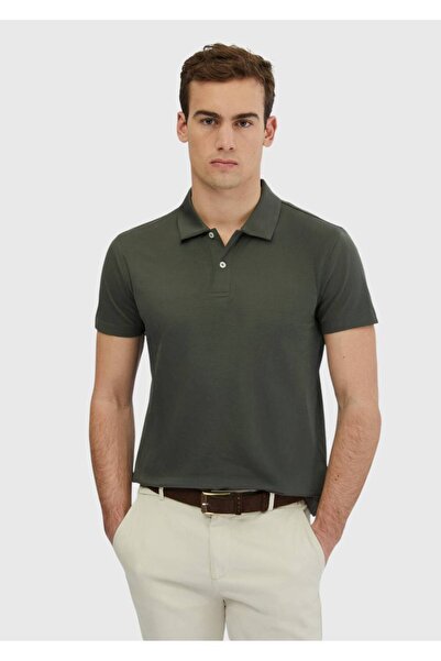 Ramsey Khaki Plain Polo Neck 100% Cotton T-Shirt