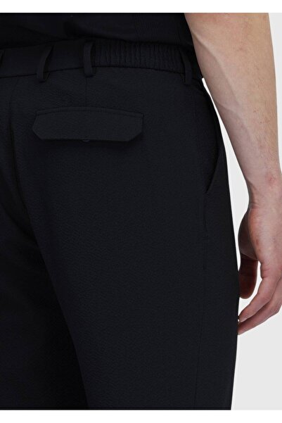 Ramsey Μαύρο ίσιο υφαντό παντελόνι Jogging Fit Casual