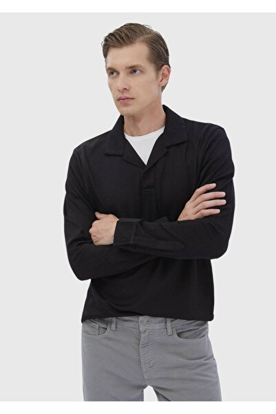 Ramsey Чорна поло з жакардовим коміром