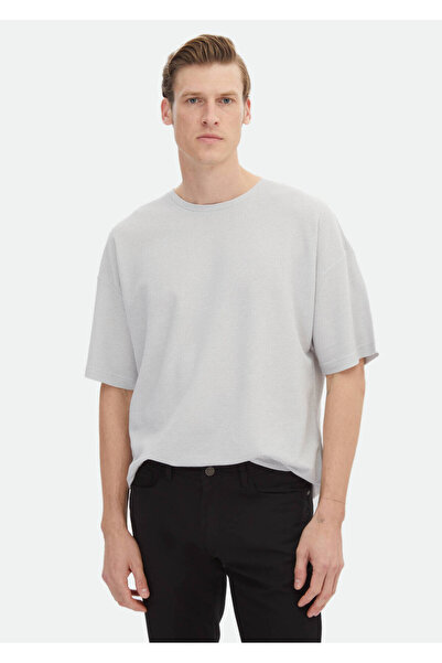 Ramsey Μπλουζάκι Crew Neck Ανοιχτό Γκρι Ζακάρ 100% Βαμβάκι