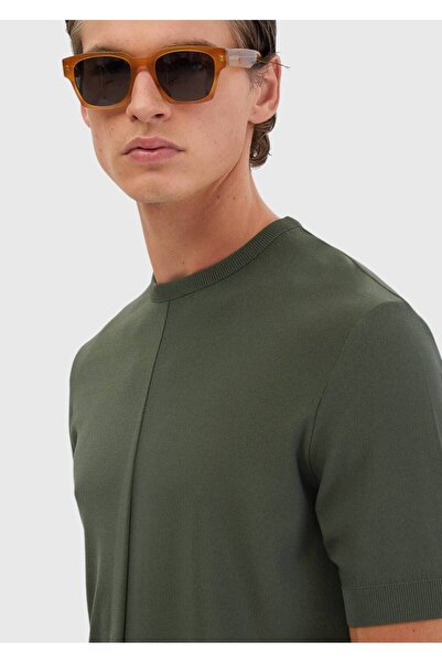 Ramsey Πλεκτό Ζακάρ με λαιμόκοψη χακί