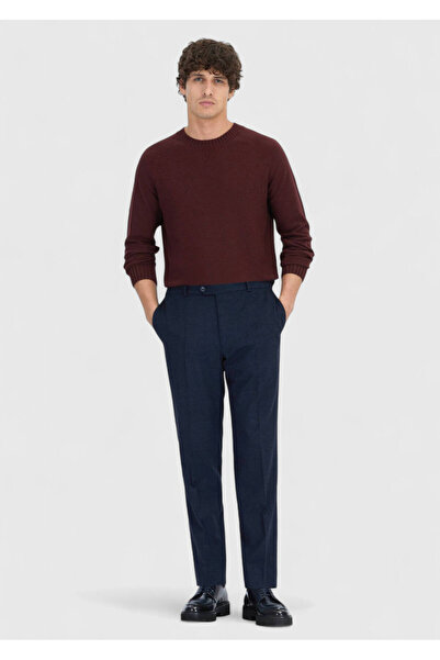 Ramsey Navy Blue Plain Woven Modern Fit Casual Trousers
