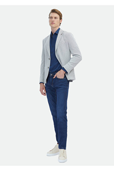 Ramsey Ecru Micro Shirt Shoulder Slim Fit Cotton Blended Knitted Jacket