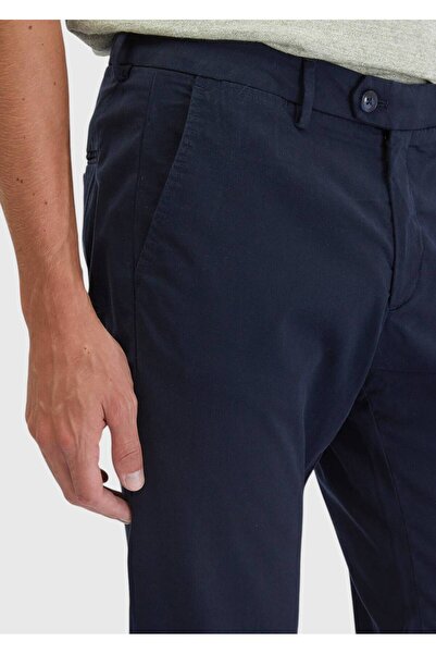 Ramsey Navy Blue Straight Woven Regular Fit Casual Trousers