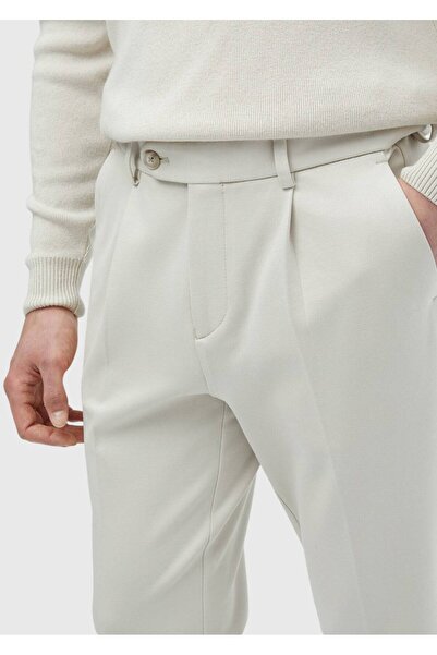 Ramsey Beige Plain Knitted Regular Fit Casual Trousers