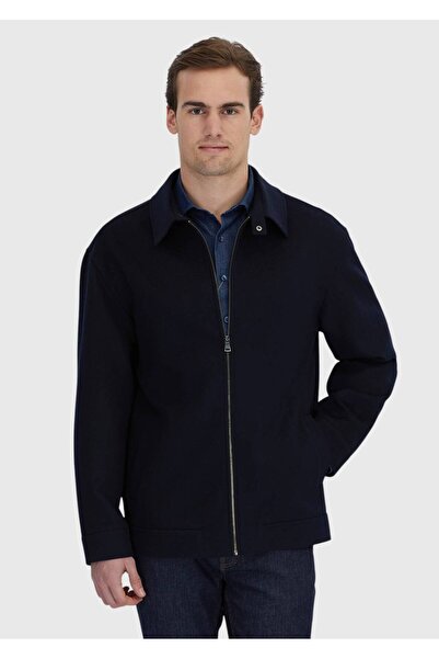 Ramsey Navy Blue Regular Fit Shirt Collar Casual Woven Coat