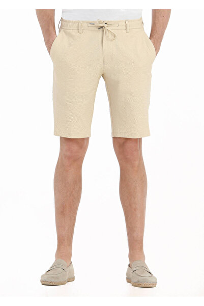 Ramsey Casual Yellow Striped Cotton Blend Jogging Bermuda