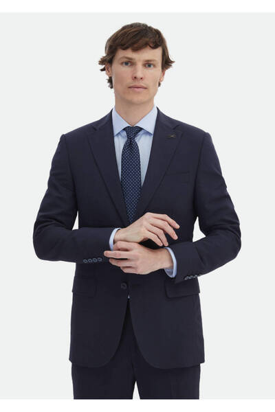 Ramsey Navy Blue Slim Fit Wool Blended Suit - Micro Thin&Taller