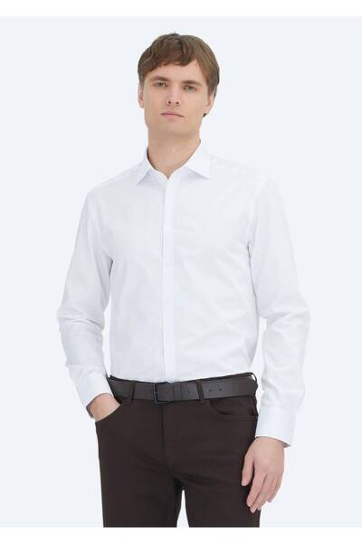 Ramsey White Plain Regular Fit Woven Classic 100% Cotton Shirt