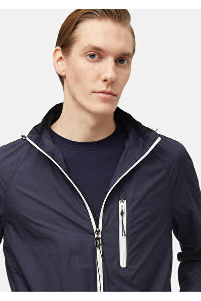 Ramsey Μπλε Navy Regular Fit με κουκούλα τζιν υφαντό παλτό