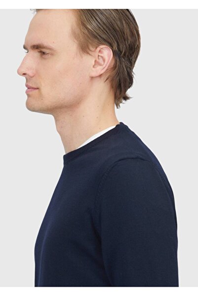 Ramsey Πλεκτό πουλόβερ με μασίφ πλεκτό μαλλί Navy Blue Crew