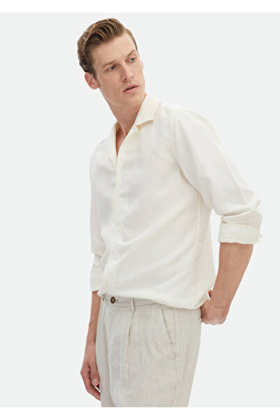 Ramsey Πουκάμισο με κανονική εφαρμογή σε απλό λευκό λινό