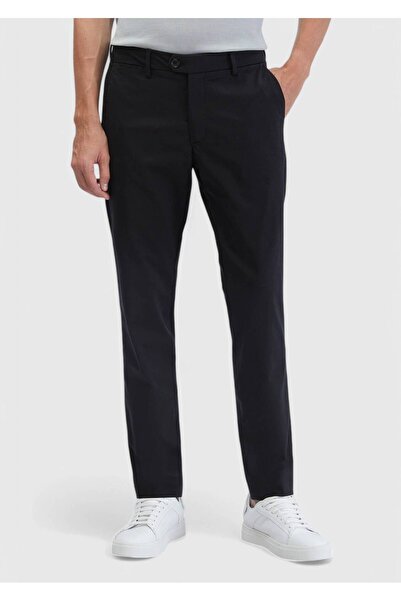 Ramsey Black Plain Woven Regular Fit Casual Trousers