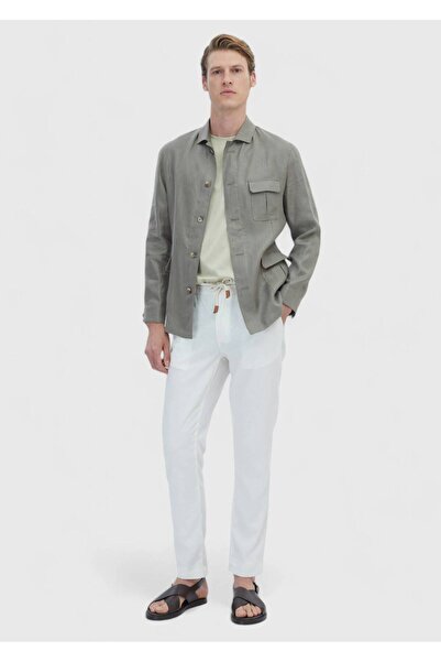 Ramsey Khaki Straight Casual Fit Cotton Blended Jacket
