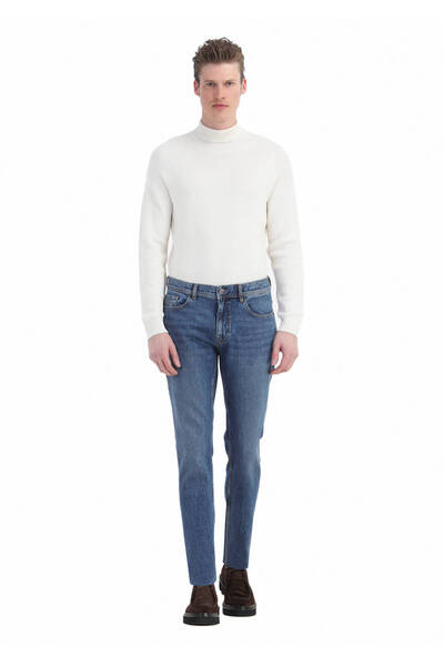 Ramsey Denim Indigo Regular Fit - Pantaloni din amestec de bumbac