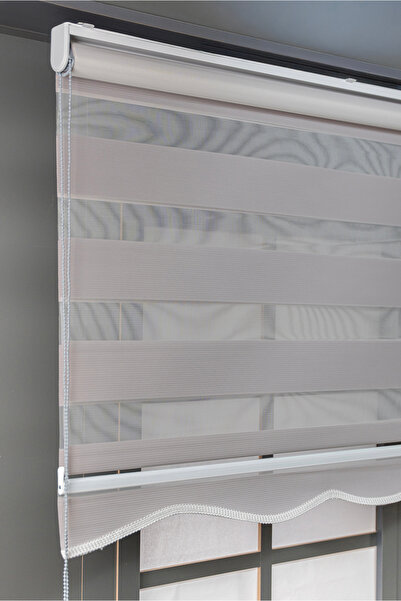 bizdenperde Etekli Gri Mikro Pileli Zebra Stor Kaliteli Güneşlik Perdeler