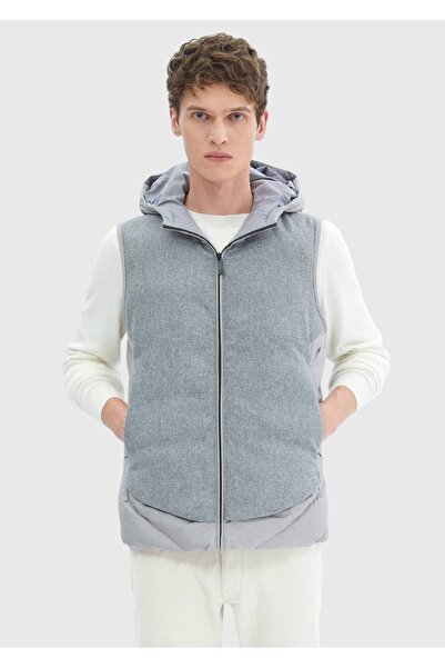 Ramsey Γκρι υφαντό αθλητικό γιλέκο με κουκούλα κανονικής εφαρμογής