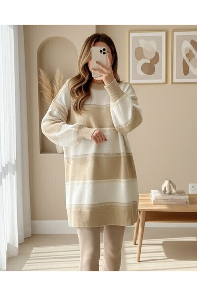 Modamorfo Πλεκτό τούνικ με σχέδιο σταυρωτής γραμμής - Βιζόν