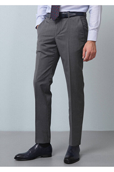 Ramsey Γκρι ίσιο ύφασμα Modern Fit Classic 100% μάλλινο παντελόνι