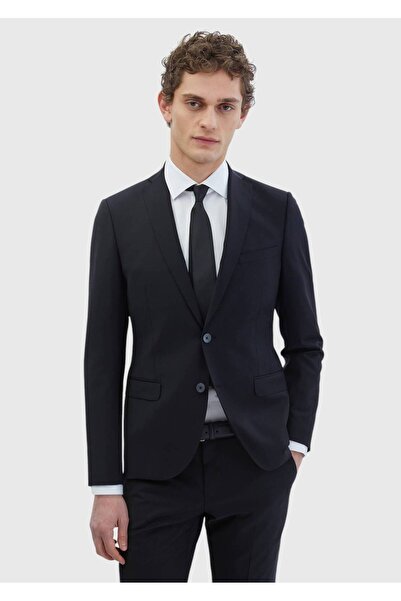 Ramsey Black Solid Fashion Slim Fit Wool Blend Suit
