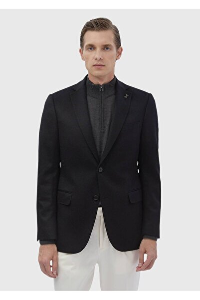 Ramsey Black Plain Regular Fit 100% Cashmere Jacket