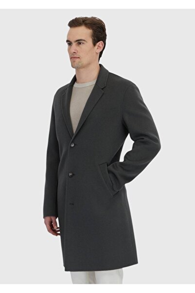 Ramsey Haki Regular Fit Kelebek Yaka Klasik Dokuma Palto