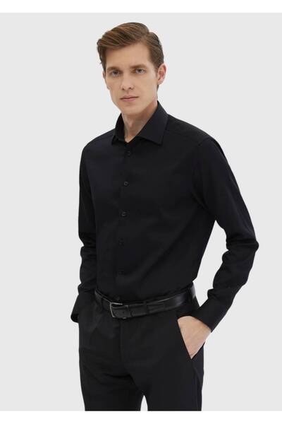 Ramsey Чорна пряма класична сорочка з 100% бавовни