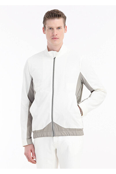 Ramsey Λευκό κανονικό γιακά με όρθιο γιακά casual υφαντό παλτό