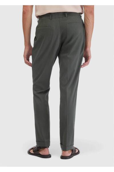 Ramsey Khaki Plain Fabric Regular Fit Casual Trousers