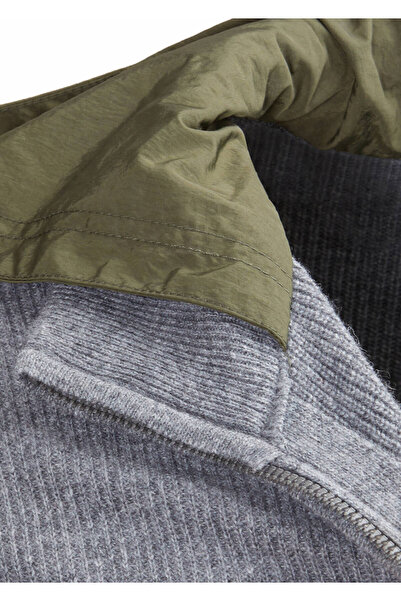 Ramsey Hooded Plain Knit Wool Blend Cardigan