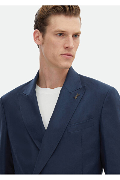 Ramsey 100% Linen Navy Blue Slim Fit Suit