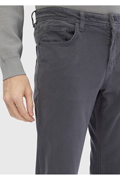 Ramsey Σκούρο γκρι ίσιο υφαντό παντελόνι με λεπτή εφαρμογή casual βαμβακερό ανάμεικτο
