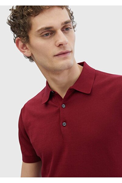 Ramsey Μπορντό πλεκτό με γιακά πόλο 100% βαμβάκι