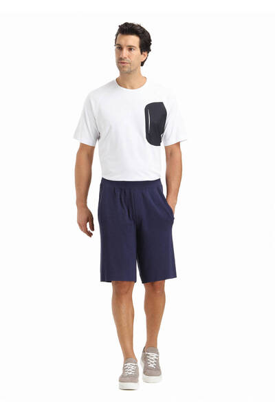 Ramsey Navy Blue Regular Fit Knitted Sports Bermuda