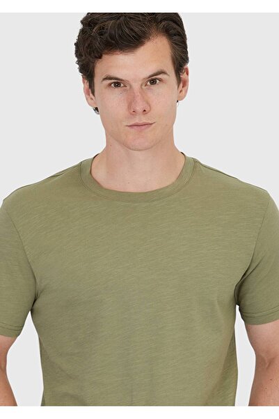 Ramsey Khaki Plain Crew Neck 100% Cotton T-Shirt