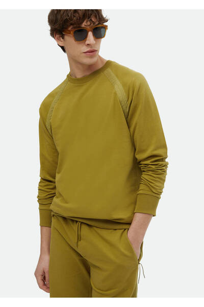 Ramsey Λαδιό πράσινο μονόχρωμο φούτερ με λαιμόκοψη