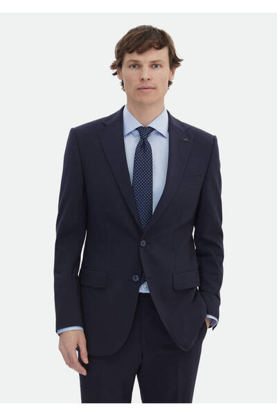 Ramsey Navy Blue Slim Fit Wool Blended Suit - Micro Thin&Taller
