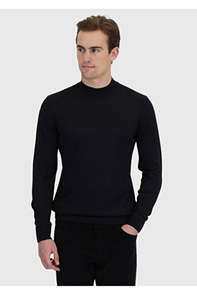 Ramsey Чорний светр з бато-комірцем, прямий крій, трикотаж з вовняною сумішшю