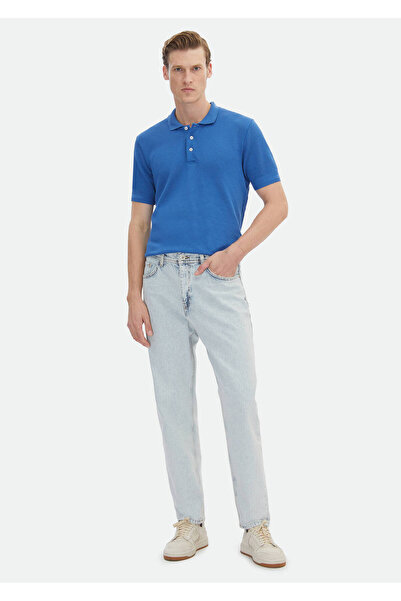 Ramsey Μπλε ίσιο Loose Fit τζιν 100% βαμβακερό παντελόνι
