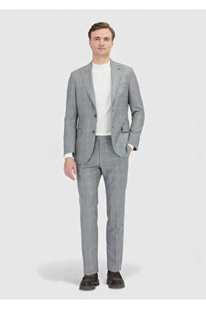Ramsey Gray Checked Zeroweight Slim Fit Wool Blend Suit